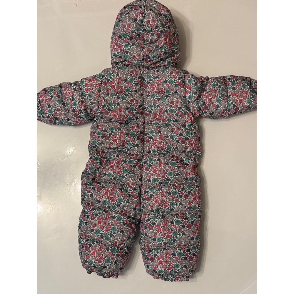Baby Gap size 6-12 Months Down Filled Snow Suit Bunting Floral Fleece Lined - Picture 3 of 8